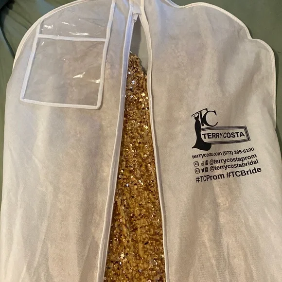 terry costa | Dresses | Gold Mermaid Prom Dress | Poshmark
